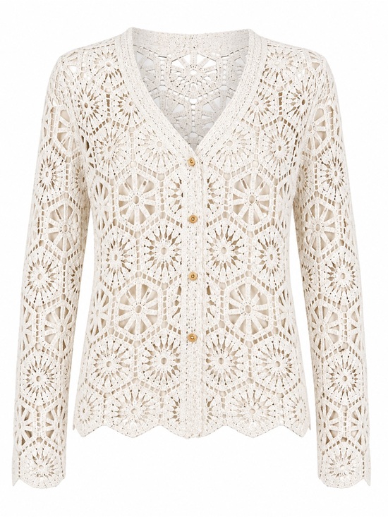 Charlie Paige Sweaters - Charlie Paige Ivory Crochet Cardigan Lace Boho NWT Large
